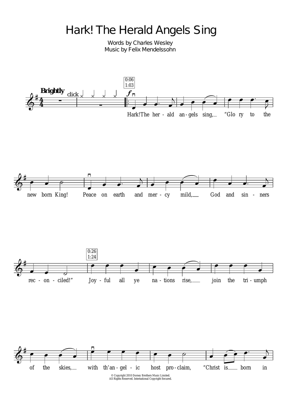 Hark! The Herald Angels Sing Violin Solo scores gallery preview page 1