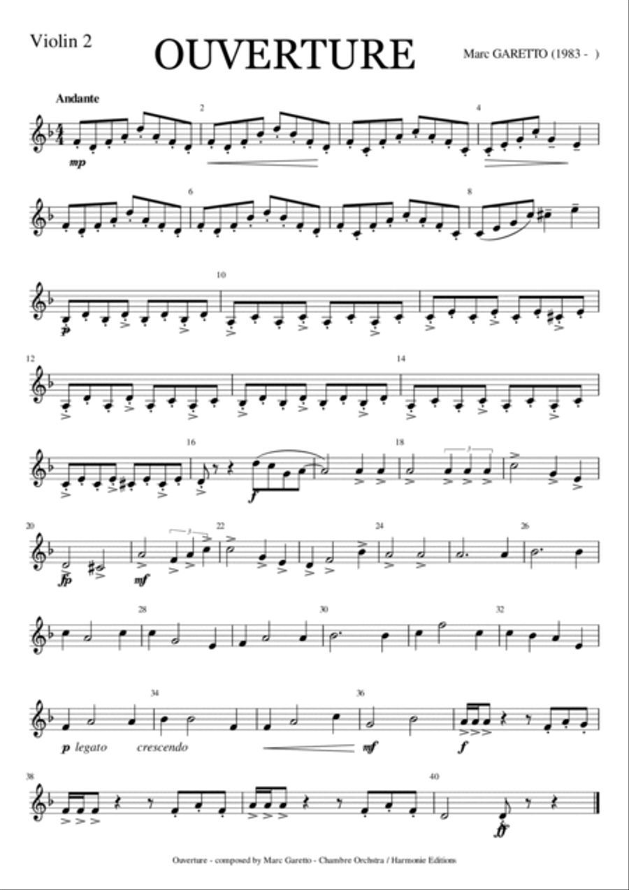 Ouverture (Overture) - Marc Garetto - 2016 Chamber Music Contest Entry Chamber Orchestra scores gallery preview page 4