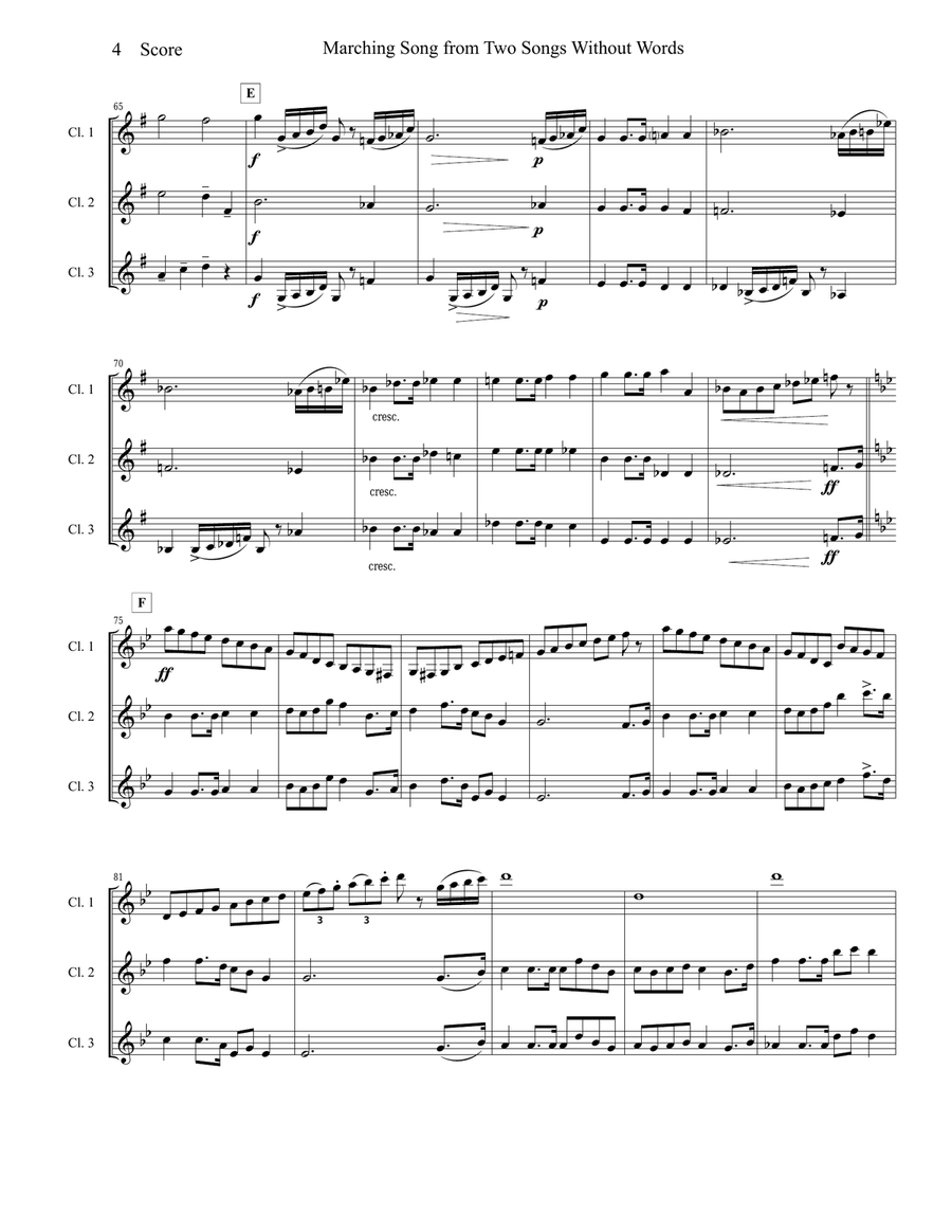 Marching Song by Gustav Holst for Clarinet Trio Clarinet Trio scores gallery preview page 5