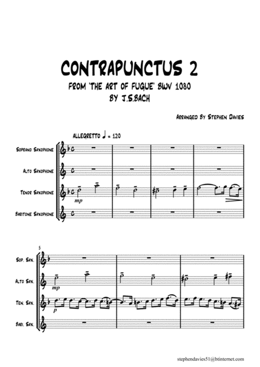 Contrapunctus 2 from ' The Art of Fugue' By J.S.Bach BWV1080 For Saxophone Quartet. image number null