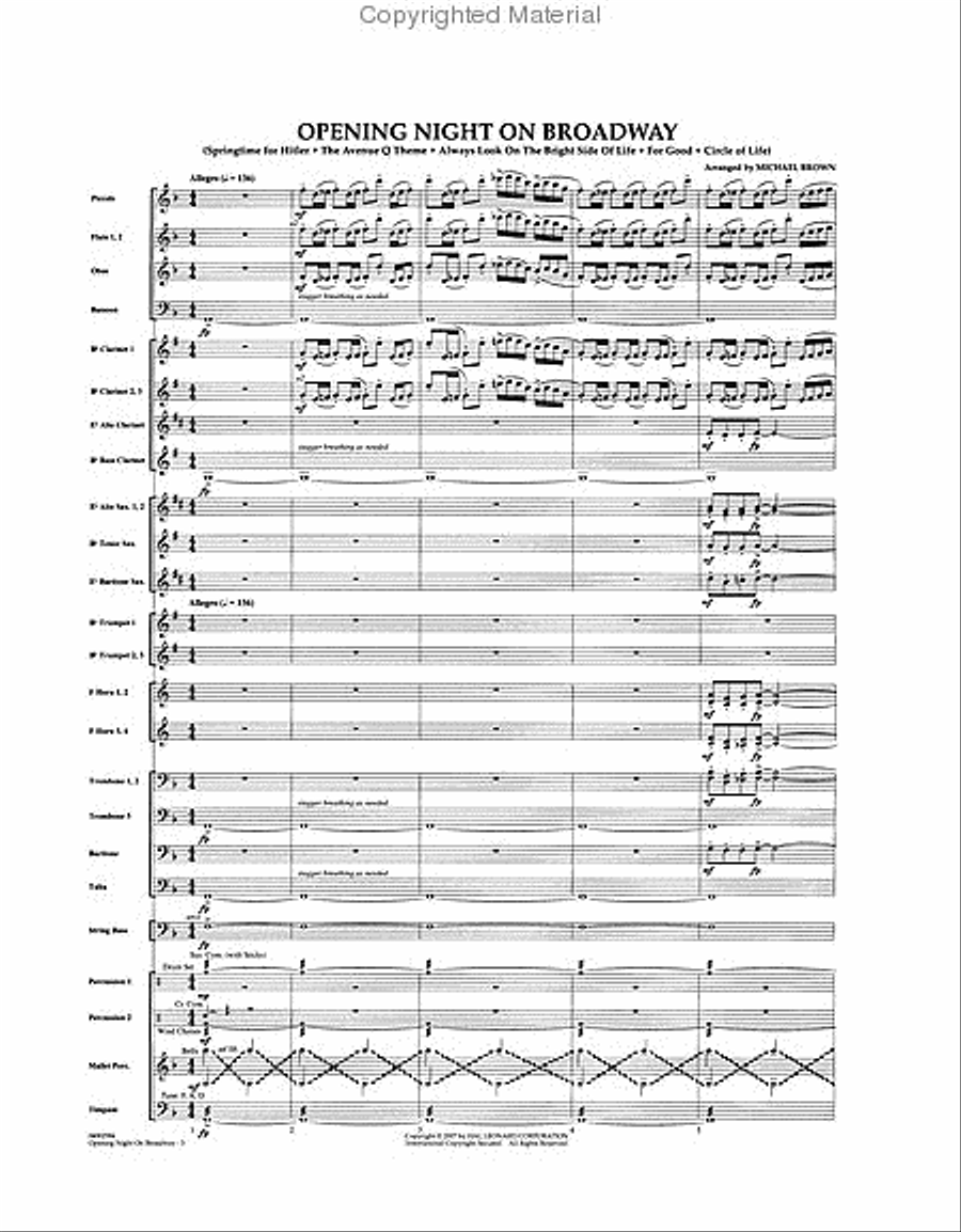 Opening Night on Broadway Concert Band scores gallery preview page 2