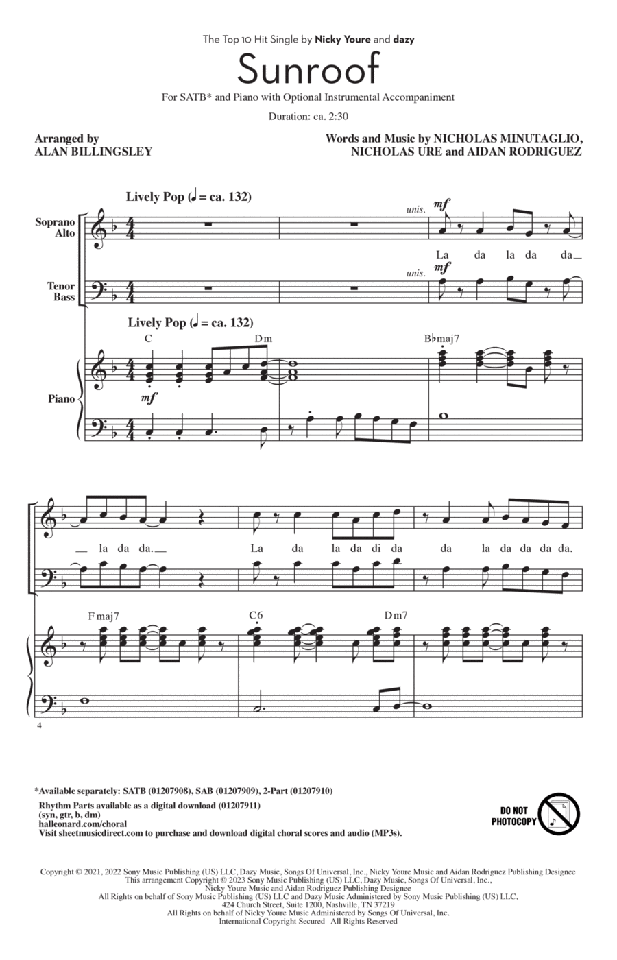 Sunroof (arr. Alan Billingsley)