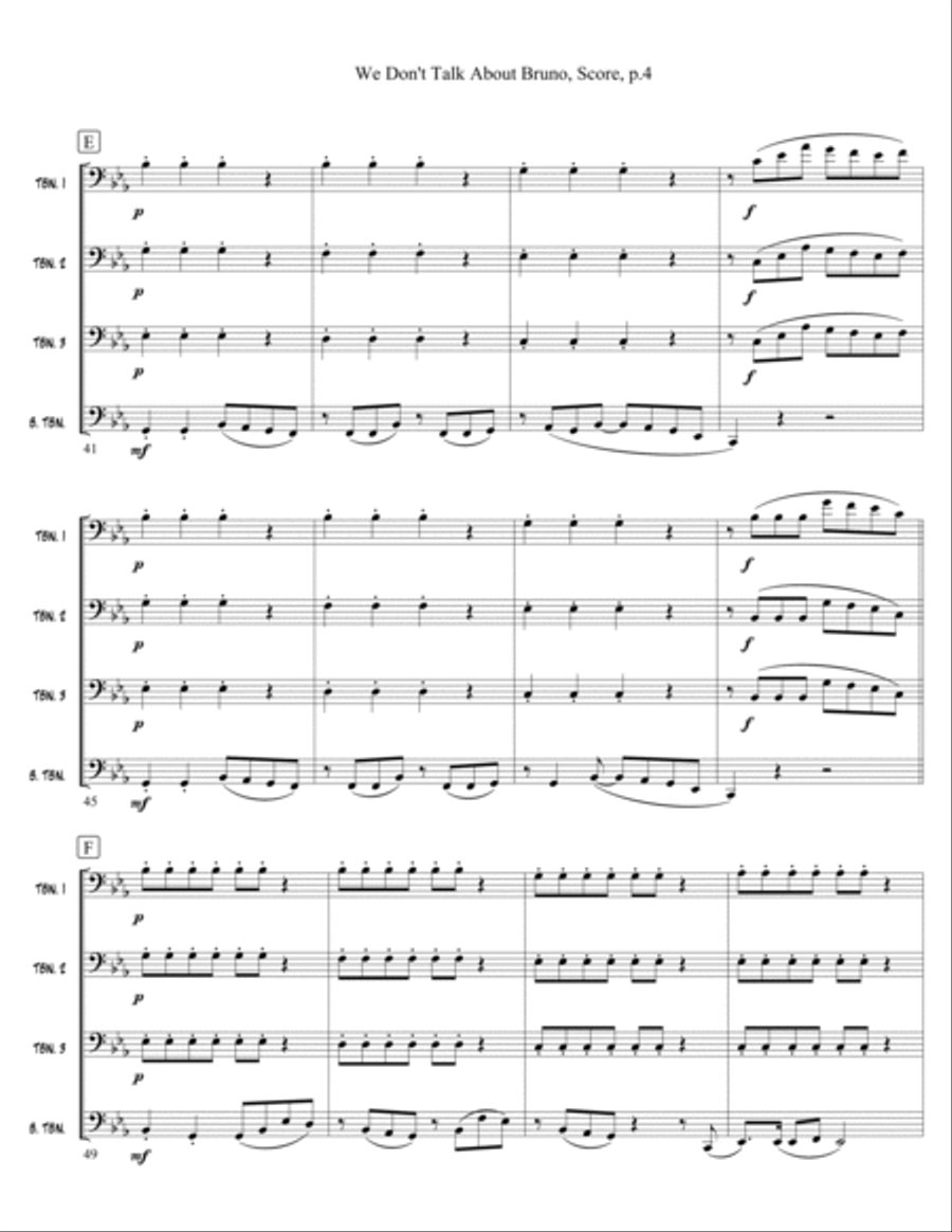 We Don't Talk About Bruno Brass Quartet scores gallery preview page 4
