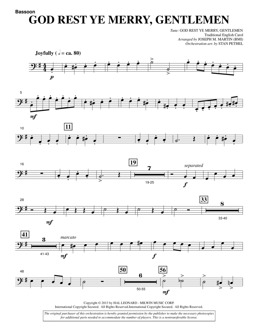 God Rest Ye Merry, Gentlemen (from A Symphony Of Carols) - Bassoon Choir scores gallery preview page 1