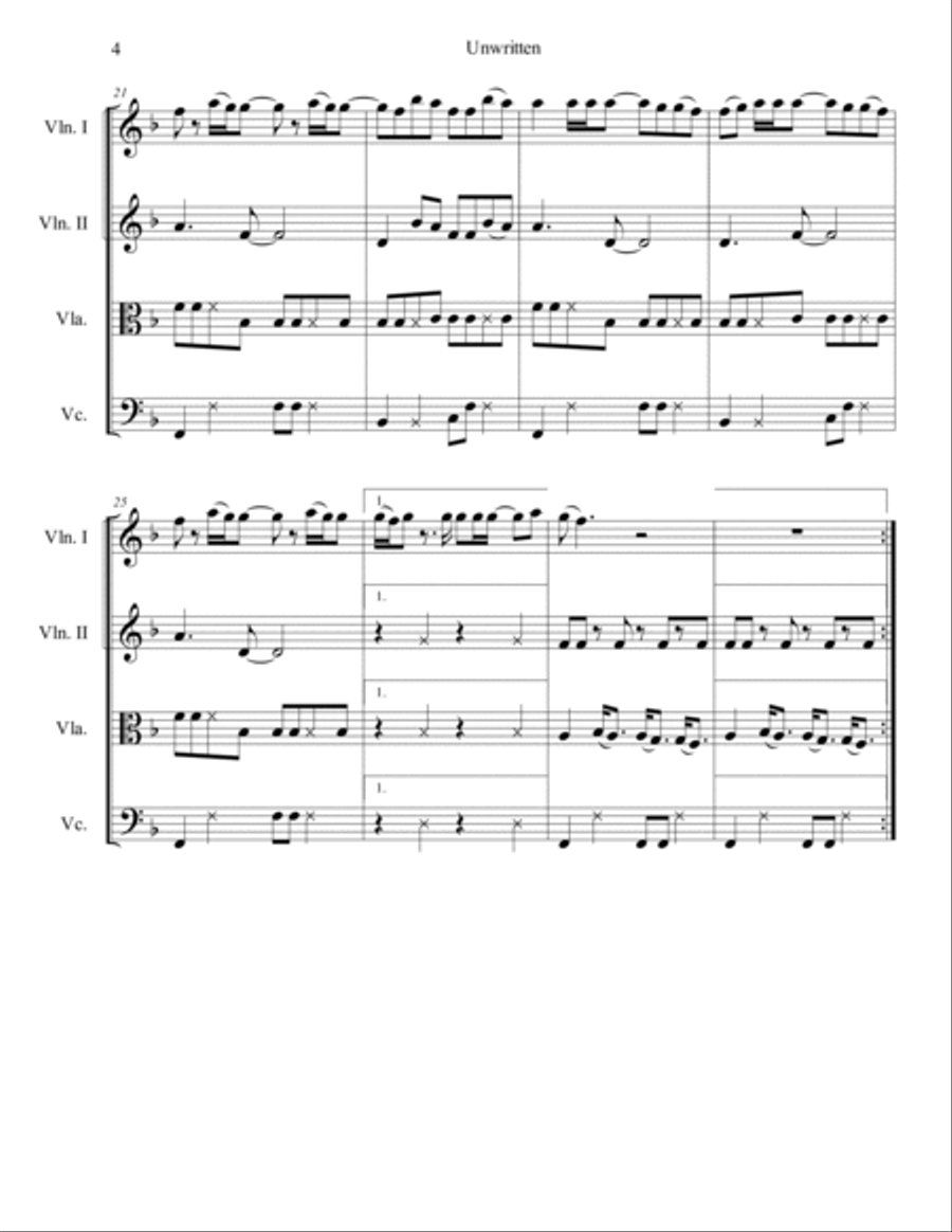 Unwritten String Quartet scores gallery preview page 5