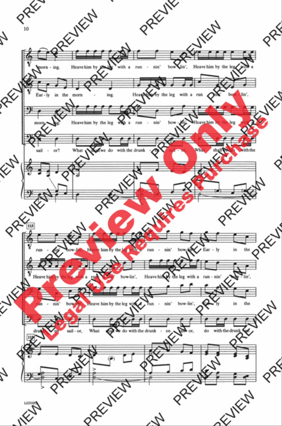 What Shall We Do with the Drunken Sailor TTBB scores gallery preview page 10