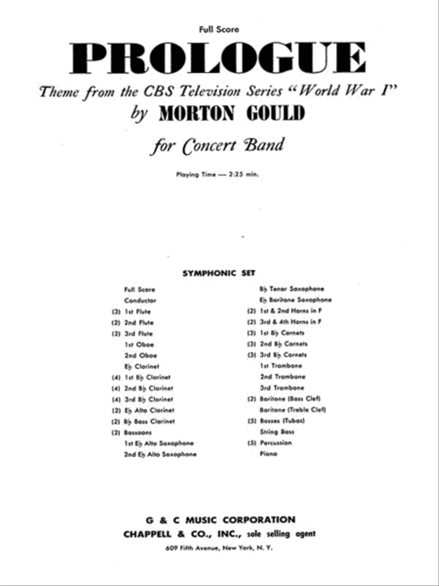 Prologue (from CBS TV Production World War I) Concert Band scores gallery preview page 1
