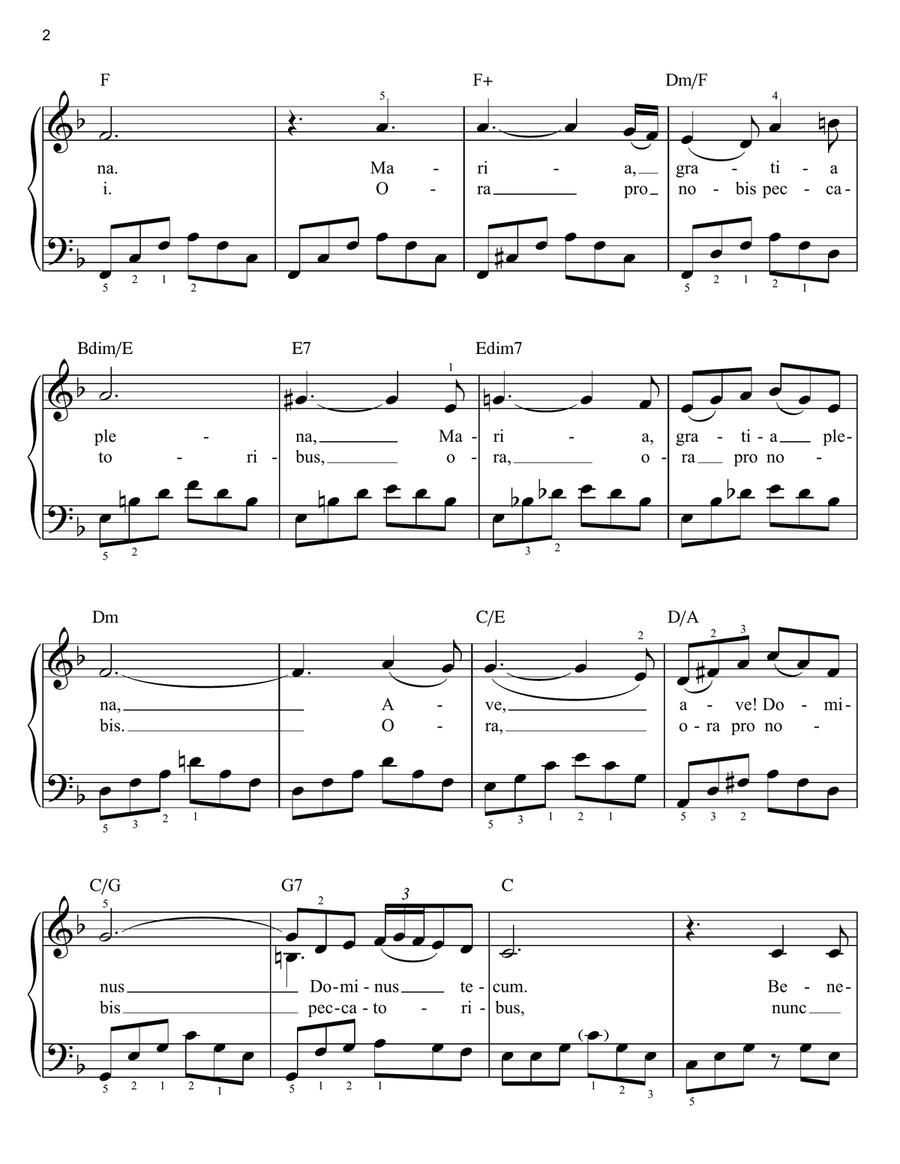 Ave Maria Easy Piano scores gallery preview page 2