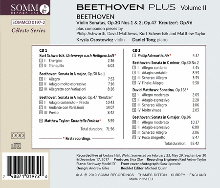 Beethoven Plus, Vol. 2 - Beethoven Violin Sonatas & Companion Pieces