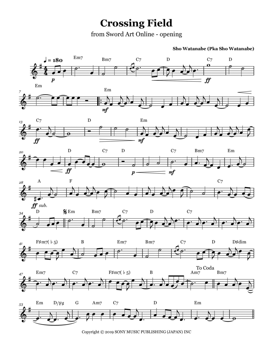 Crossing Field Crossing Field B-Flat Clarinet scores gallery preview page 1