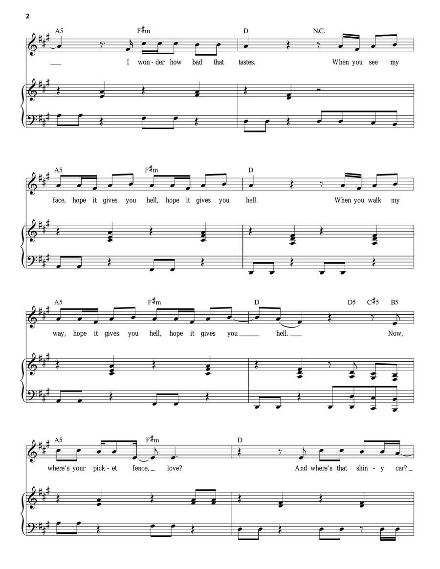 Gives You Hell Piano, Vocal scores gallery preview page 2