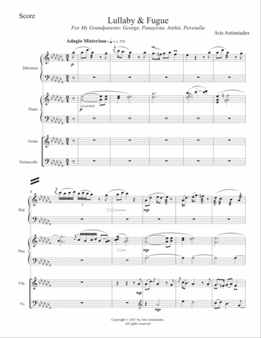 Lullaby and Fugue (Score and Parts) Piano Trio scores gallery preview page 5