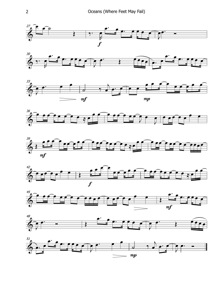Oceans (Where Feet May Fail) Flute Solo scores gallery preview page 2