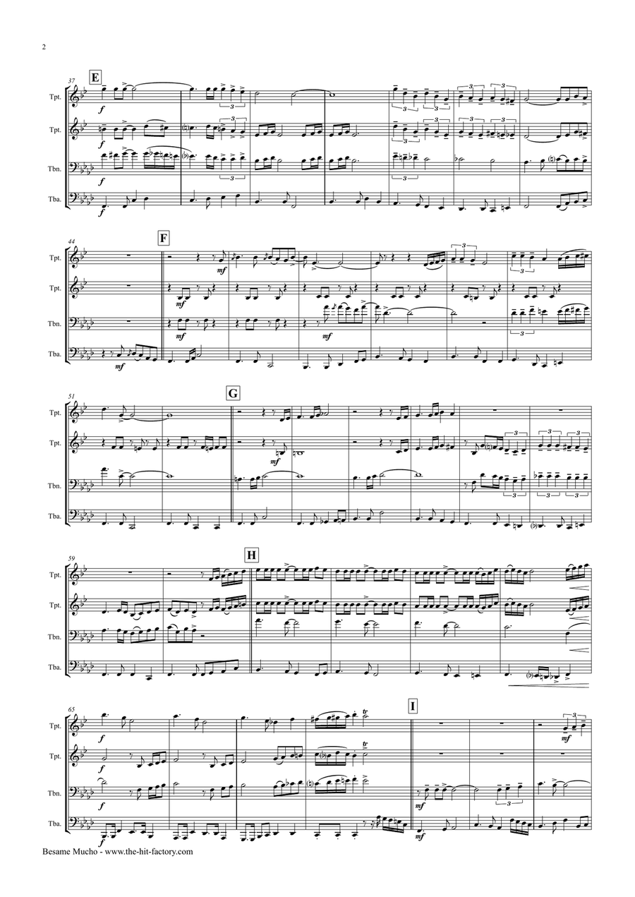 Besame Mucho (Kiss Me Much) Brass Ensemble scores gallery preview page 2