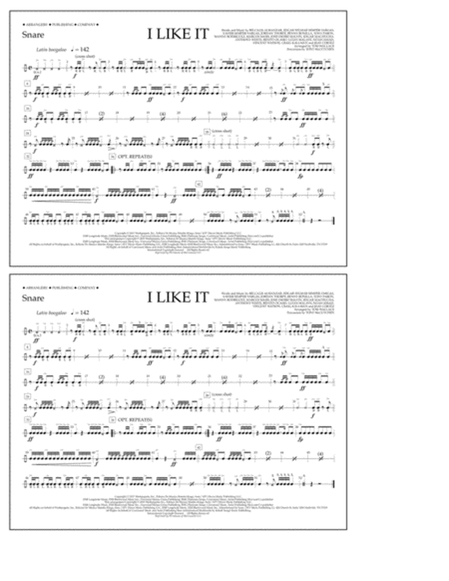 I Like It (arr. Tom Wallace) - Snare