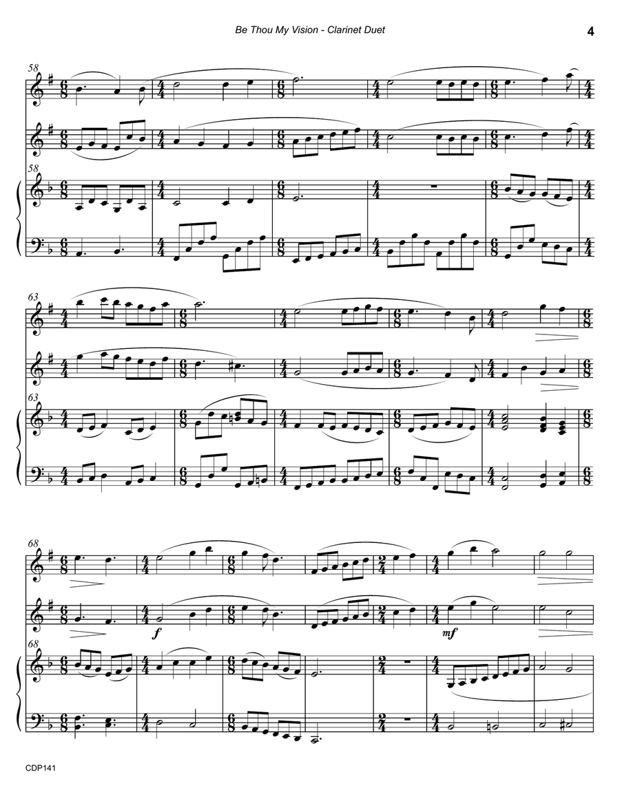 BE THOU MY VISION - CLARINET DUET with Piano Accompaniment Clarinet Duet scores gallery preview page 4