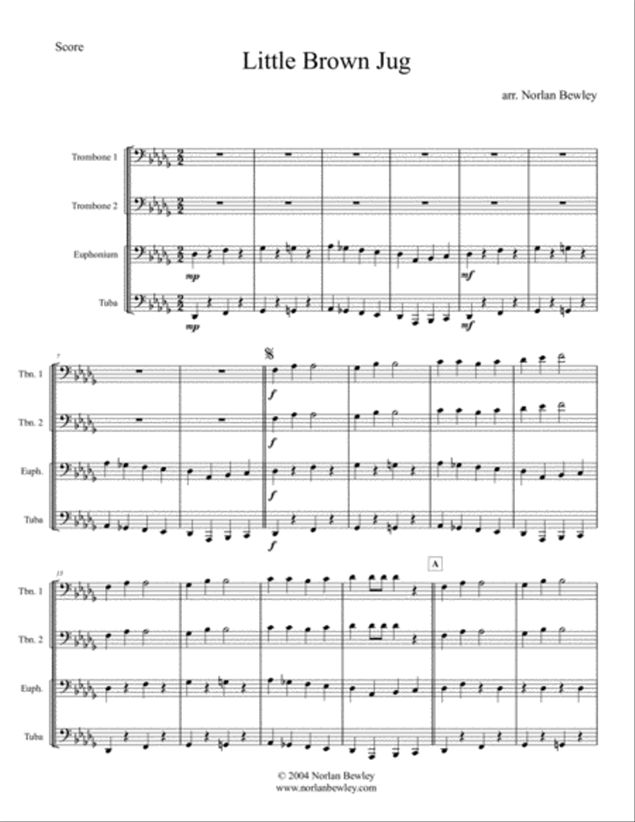 Little Brown Jug - Low Brass Quartet Little Brown Jug - Low Brass Quartet Brass Quartet scores gallery preview page 1