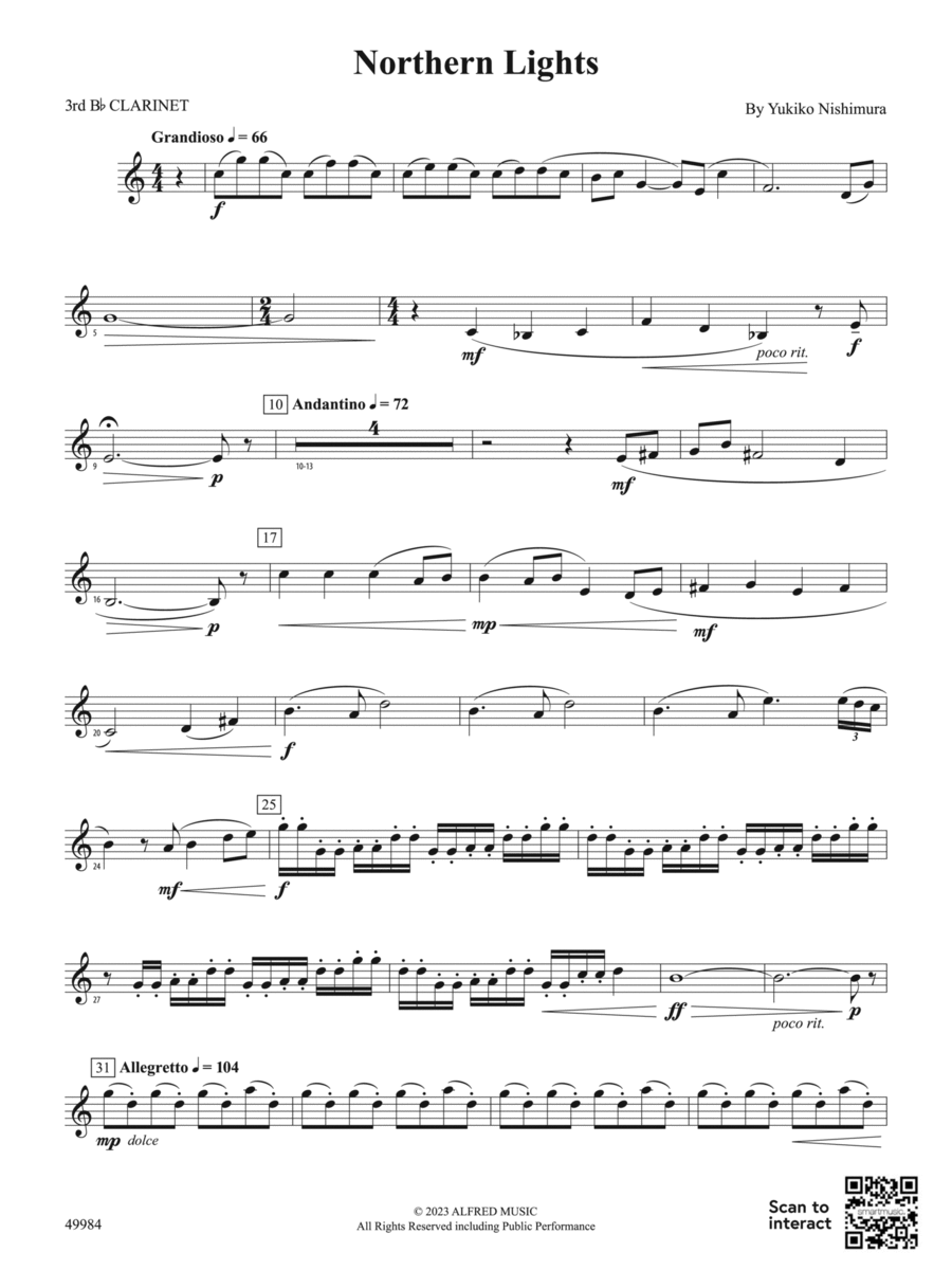 Northern Lights: 3rd B-flat Clarinet Concert Band scores gallery preview page 1