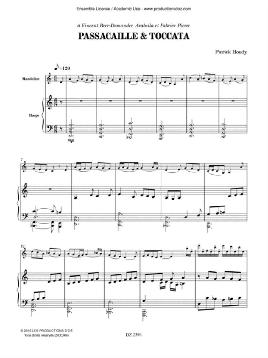 Passacaille & Toccata Harp scores gallery preview page 2