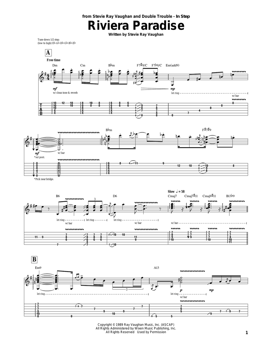 Riviera Paradise Electric Guitar scores gallery preview page 1