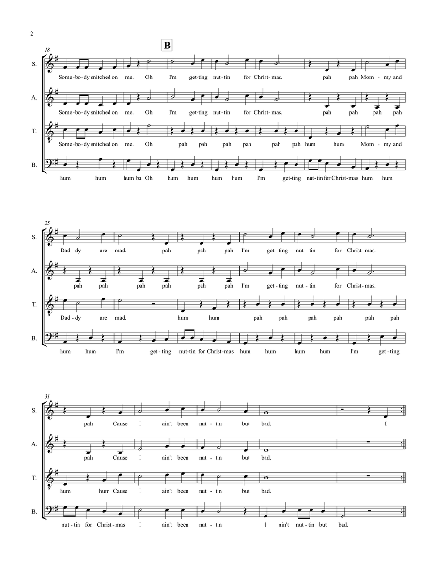 Nuttin' For Christmas Nuttin' For Christmas 4-Part scores gallery preview page 3