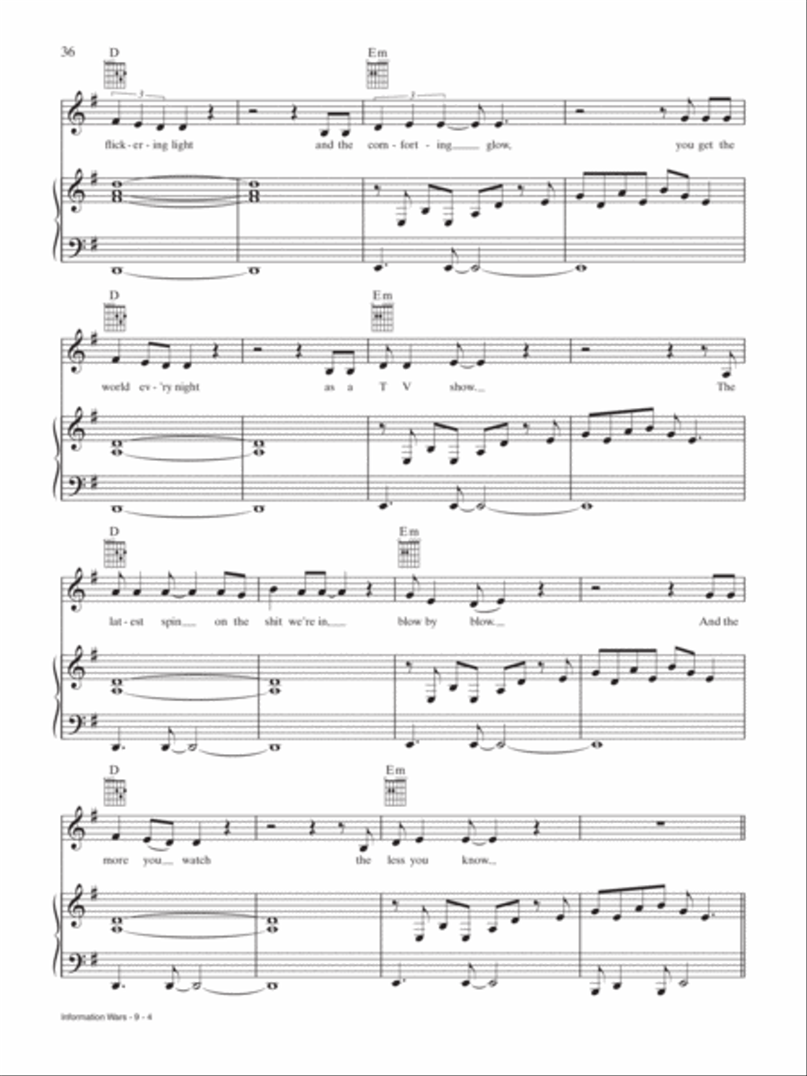 Information Wars Information Wars Piano, Vocal, Guitar scores gallery preview page 4