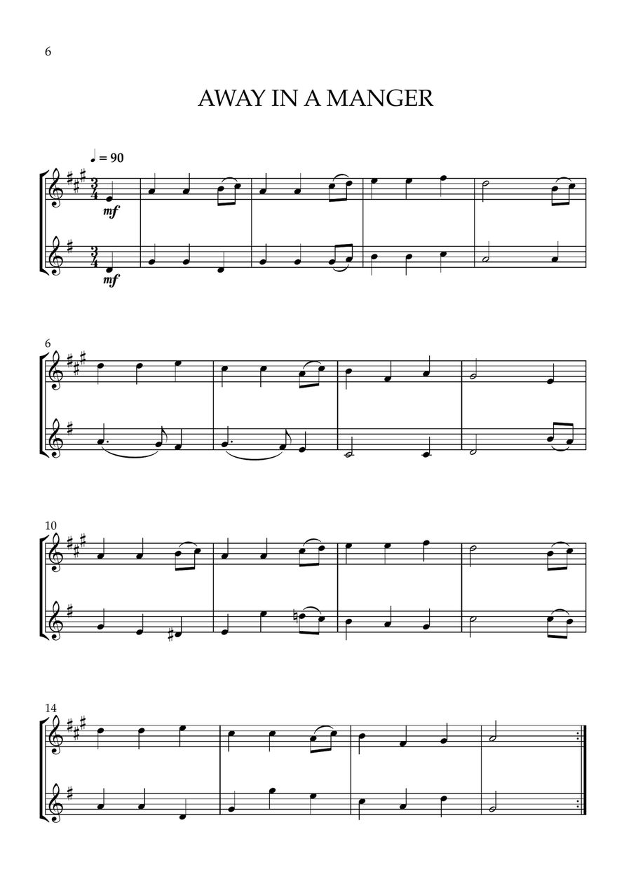8 EASY CHRISTMAS SONGS (for Clarinet and Violin) B-Flat Clarinet scores gallery preview page 6