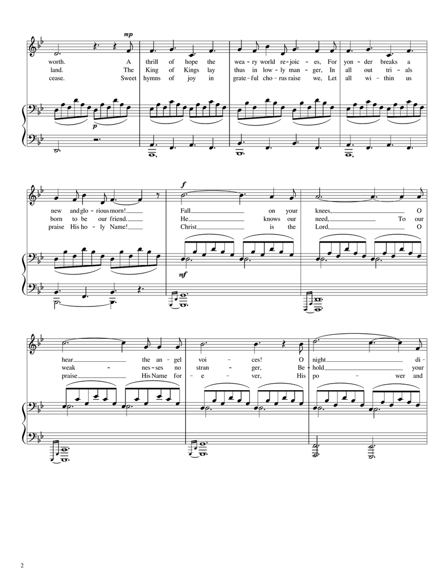 O Holy Night (Original Version) [Medium Low Voice; key: Bb] Low Voice scores gallery preview page 2