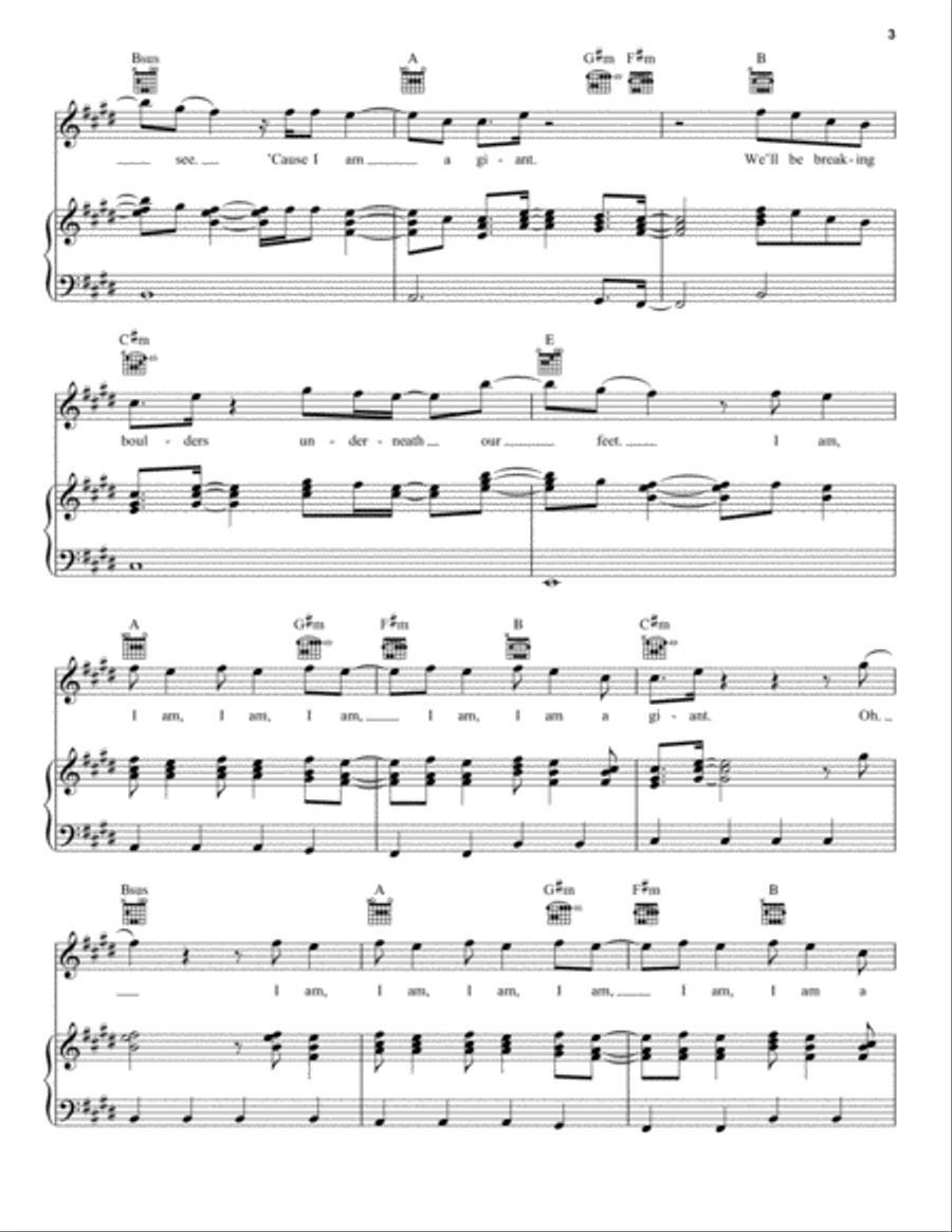 Giant Giant Piano, Vocal, Guitar scores gallery preview page 3