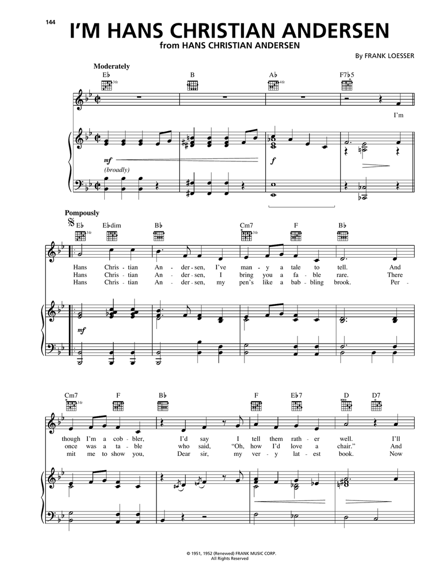 I'm Hans Christian Andersen Piano, Vocal, Guitar scores gallery preview page 1
