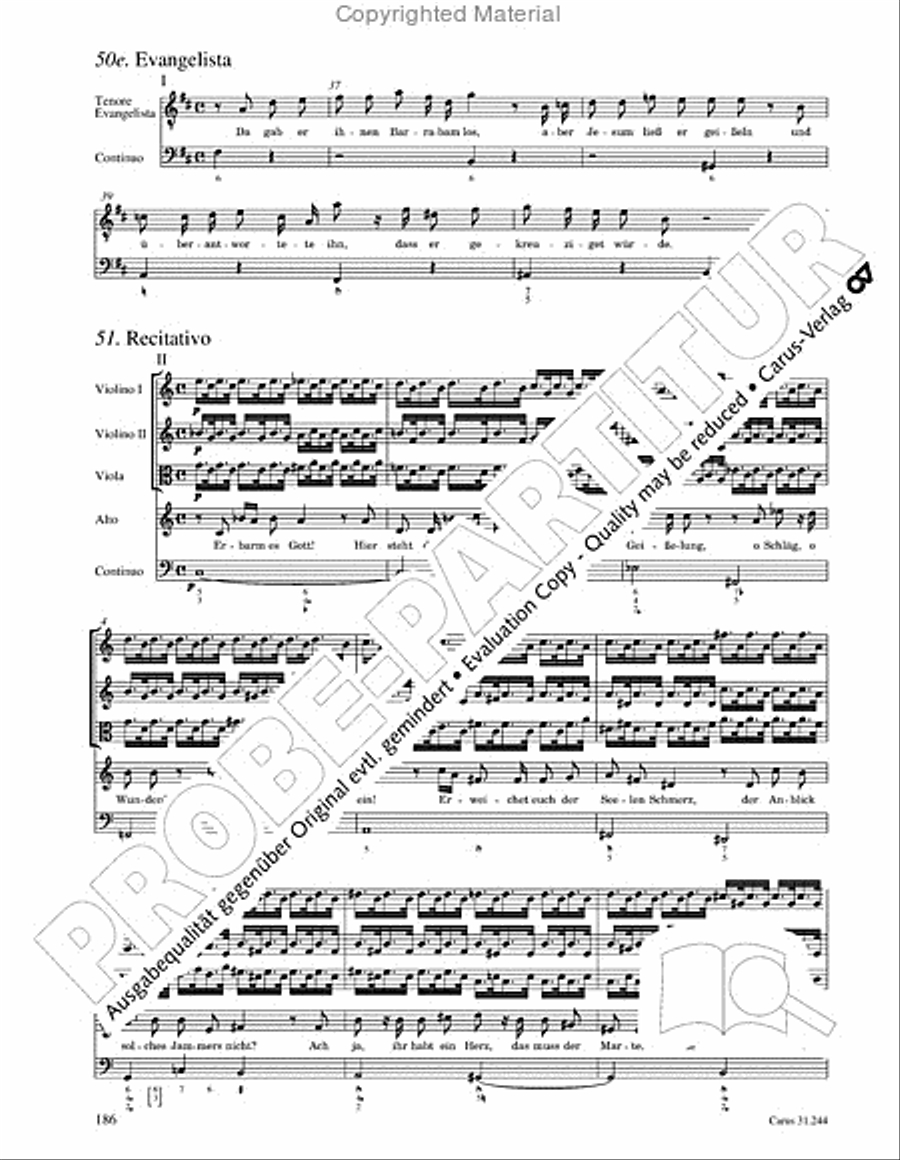 St. Matthew Passion (Matthaus-Passion) 4-Part scores gallery preview page 188