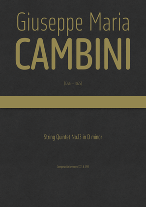 Cambini - String Quintet No.13 in D minor