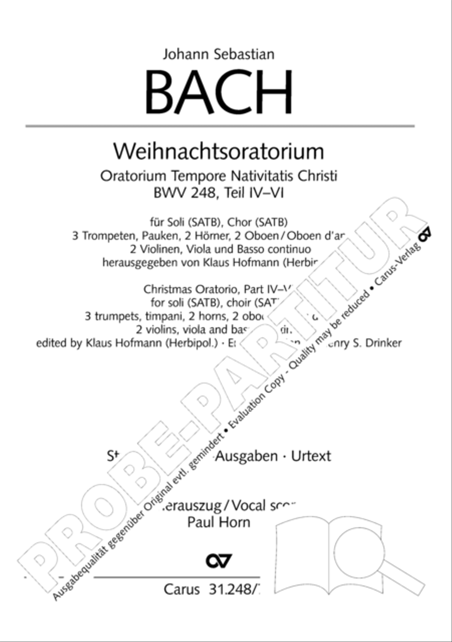 Christmas Oratorio (Weihnachtsoratorium, Teile IV-VI) 4-Part scores gallery preview page 2