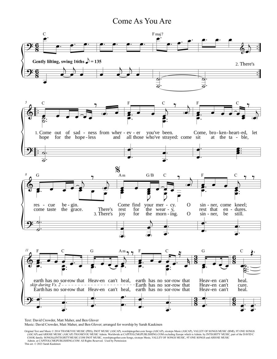 Come As You Are Piano, Vocal, Guitar scores gallery preview page 1
