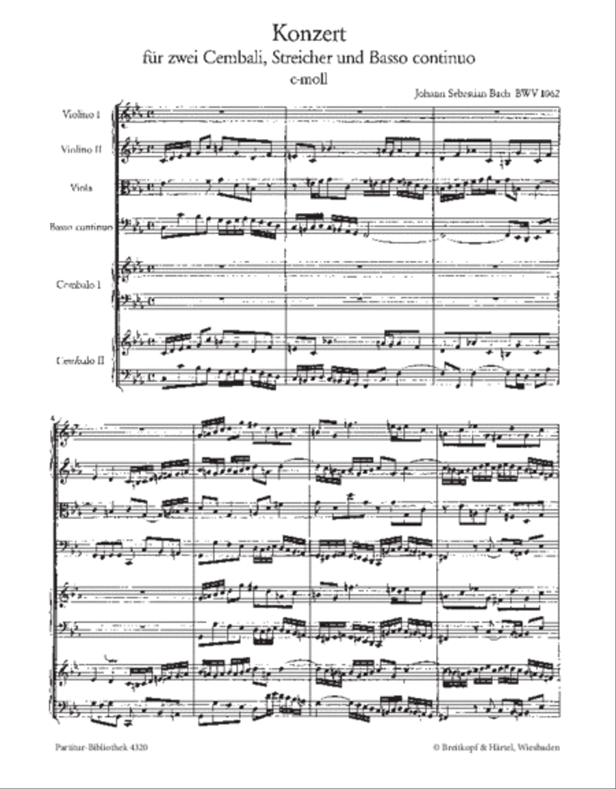Harpsichord Concerto in C minor BWV 1062 Orchestra scores gallery preview page 2