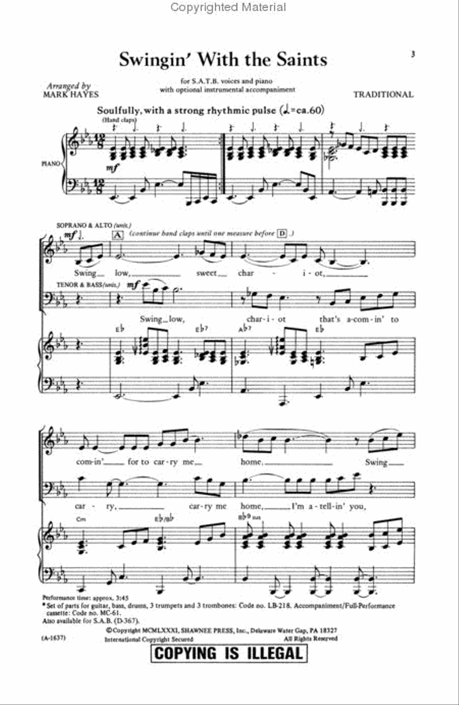 Swingin' with the Saints (SATB) image number null