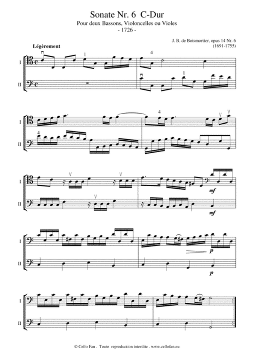 Boismortier Sonate Nr. 6 C Major opus 14 Rococo for 2 cellos image number null