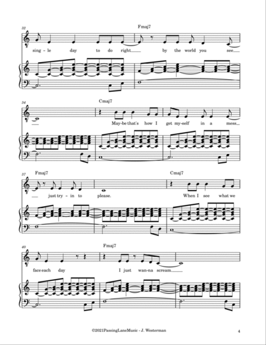Pareidolia Piano, Vocal, Guitar scores gallery preview page 4