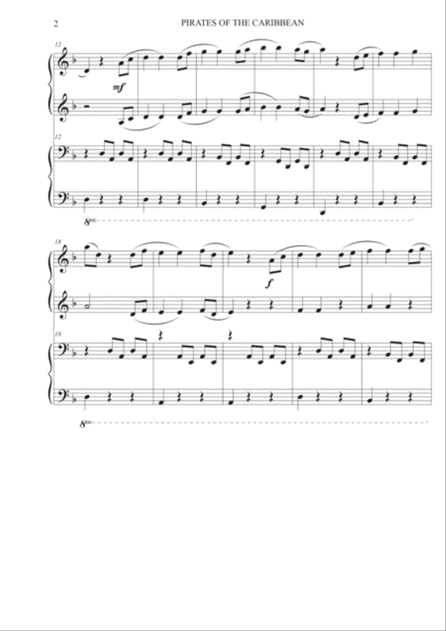 He's A Pirate He's A Pirate Easy Piano scores gallery preview page 2