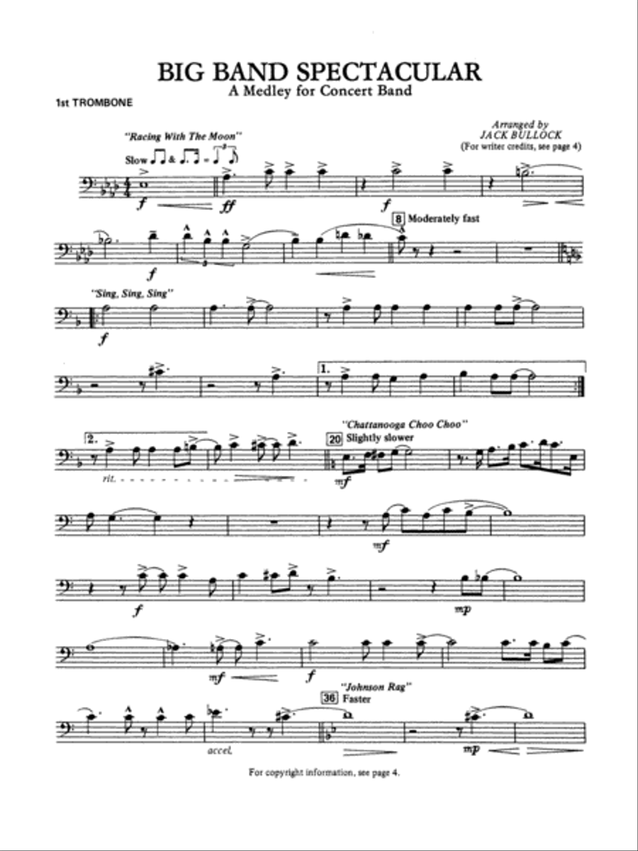 Big Band Spectacular: 1st Trombone Concert Band scores gallery preview page 1