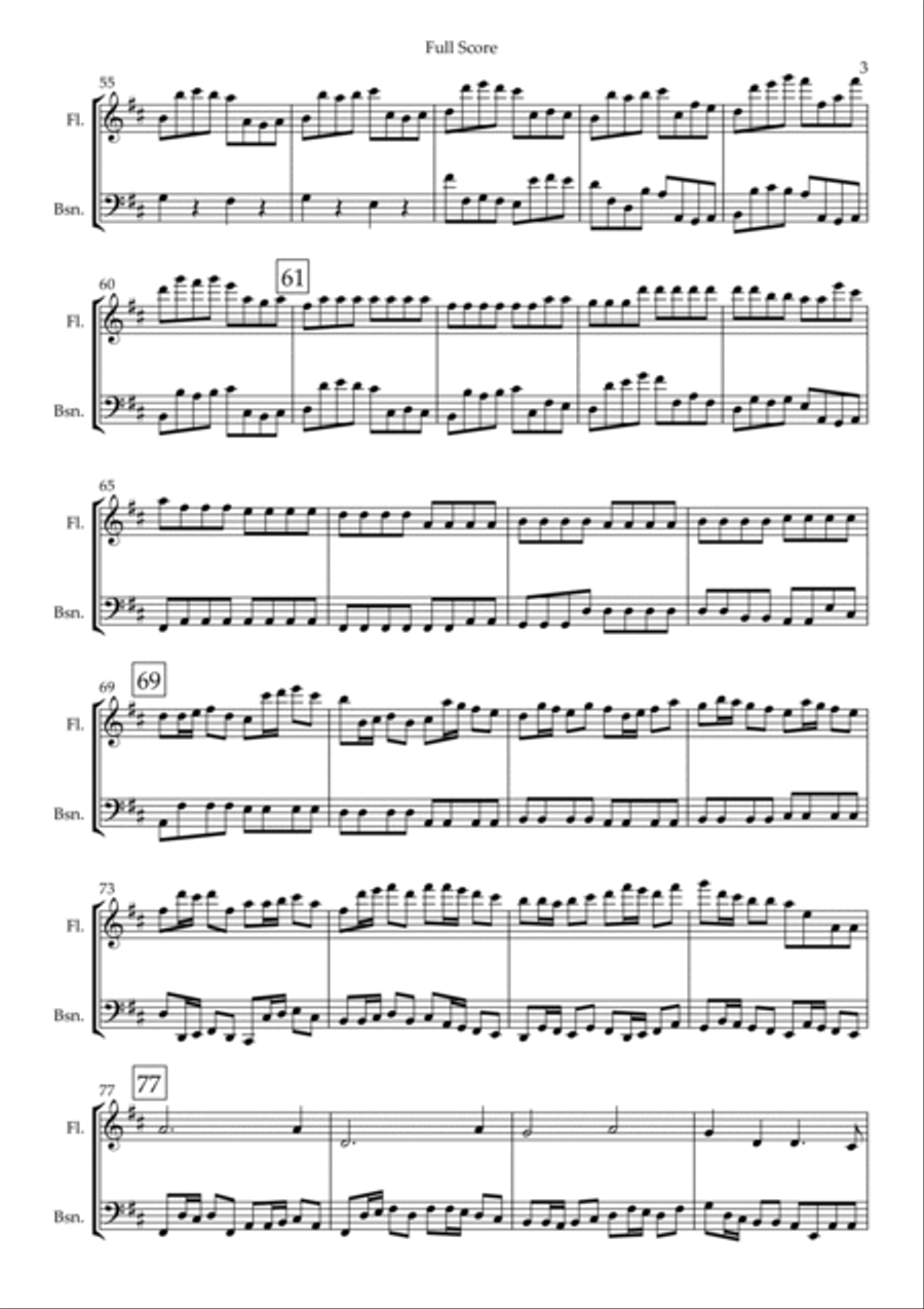 Canon in D Major (Johann Pachelbel) for Flute & Bassoon Duo Canon in D Major (Johann Pachelbel) for Flute & Bassoon Duo Woodwind Duet scores gallery preview page 3