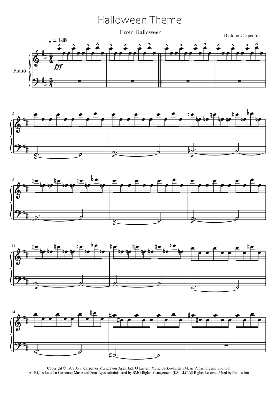 Halloween Theme Piano Solo scores gallery preview page 1