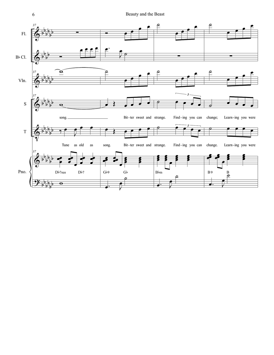 Beauty And The Beast Tenor Voice scores gallery preview page 6