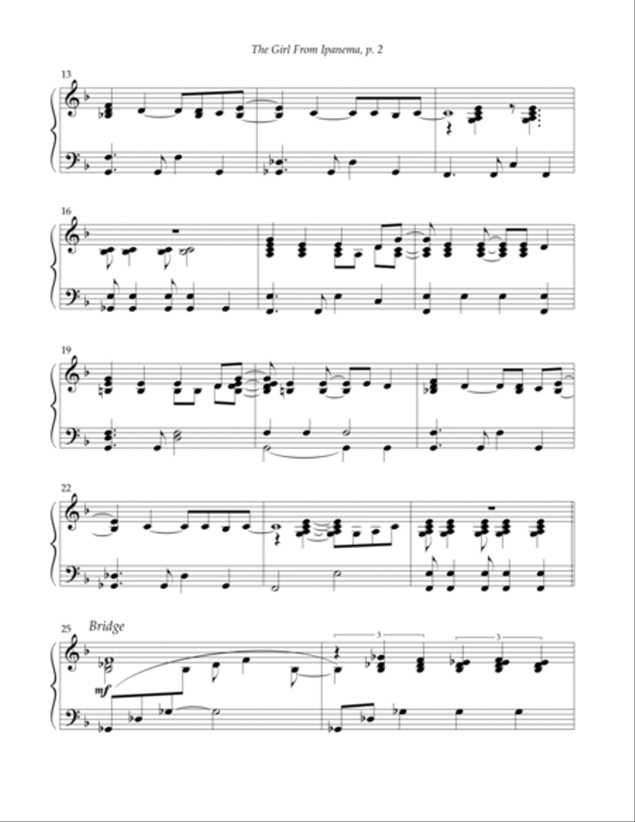 The Girl From Ipanema (garôta De Ipanema) Piano Solo scores gallery preview page 2