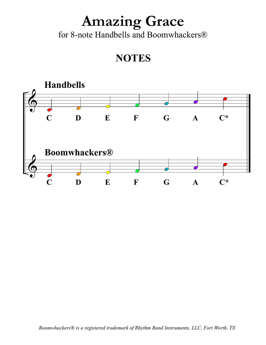 Ten Classic Hymns (for 8-note Bells and Boomwhackers with Color Coded Notes) Handbell Choir scores gallery preview page 4