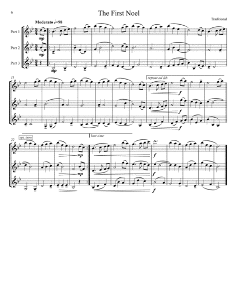 Twenty Christmas Carols for Flexible Woodwind Trio Woodwind Trio scores gallery preview page 6