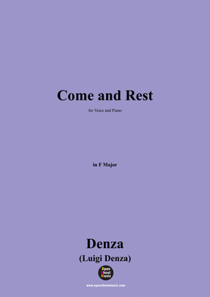 Book cover for Denza-Come and Rest,in F Major