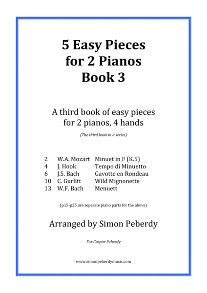 5 Easy Pieces for 2 pianos Book 3. More classics arranged by Simon Peberdy for 2 pianos, 4 hands image number null