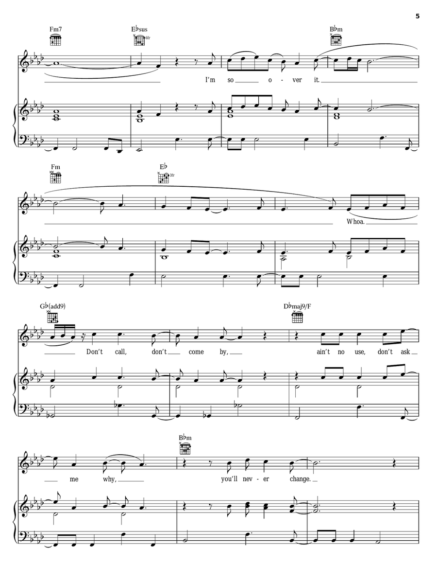 Over It Piano, Vocal, Guitar scores gallery preview page 5