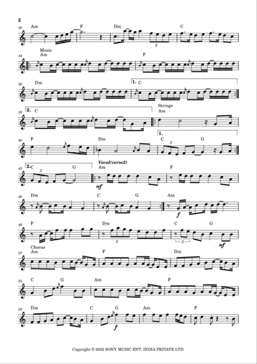 Channa Mereya (360 Ra) Piano scores gallery preview page 2